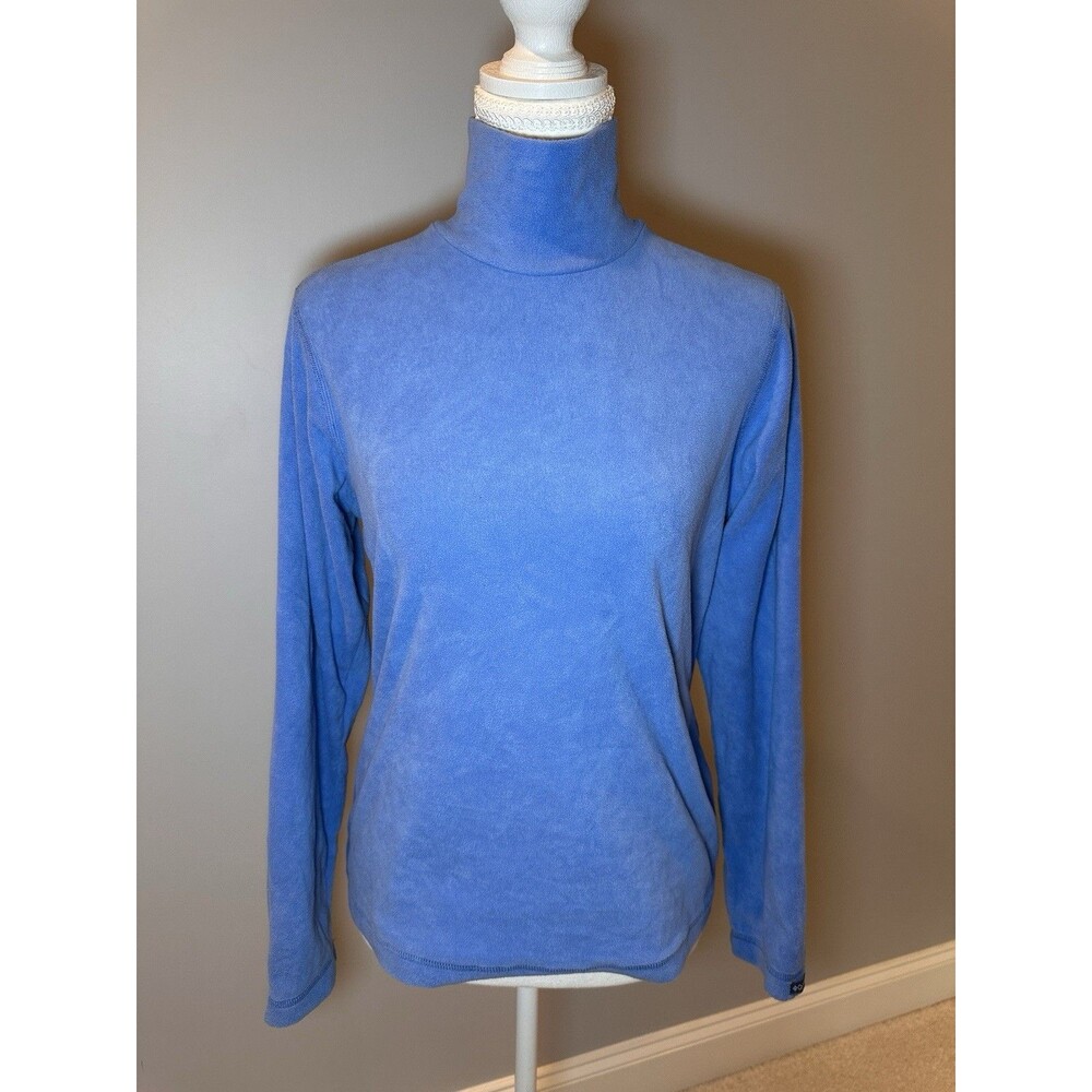 VTG Columbia Sportswear Blue Fleece Turtleneck Long Sleeve Shirt Women Small USA